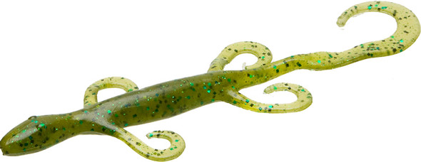 Zoom Bait 6-Inch Lizard 9BG-Kudzu - Natural Soft Plastic Lure for Bass Fishing