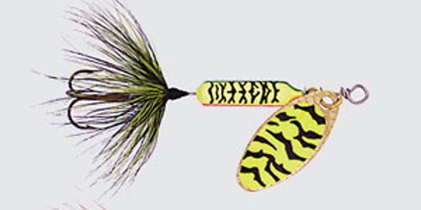 Yakima Rooster Tails 208 - 1/8 Inch Chrome and Black Tiger Tail