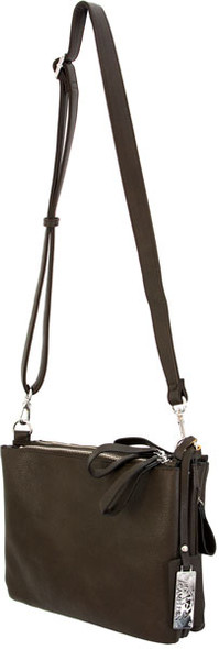 Cameleon Iris Concealed Carry Crossbody Bag in Brown - Vegan Leather, 11W x 8H x 4D Inches