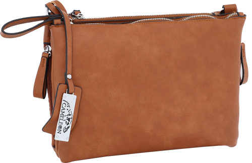 Cameleon Iris Concealed Carry Crossbody Bag in Brown - Vegan Leather, 11W x 8H x 4D