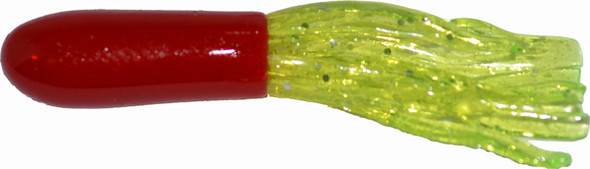 GSM Fishing BB 1.5-inch Crappie Tube with 10 Bright Red/Chartreuse Microfiber