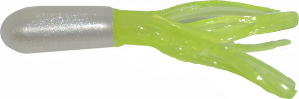 GSM Fishing 15CRTU-08 1.5-inch Crappie Tube Bait with Pearl and Chartreuse Colors
