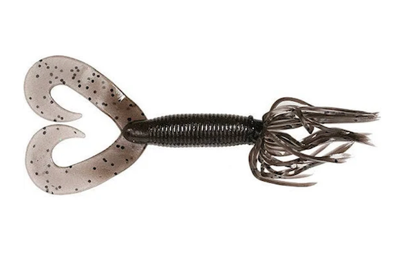 GSM Fishing 4-Inch Double Tail Hula Grub Cinnamon with Large Black Flake, 10 Pack