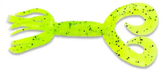 GSM Fishing 4-Inch Double Tail Hula Grub with Large Black Flake - 10 Pack