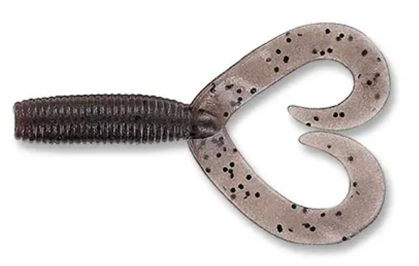 GSM Fishing 4-Inch Double Tail Grub Cinnamon with Large Black Flake (20 Pack)