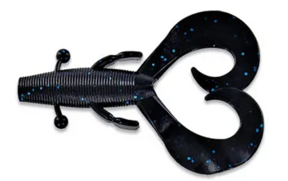 GSM Fishing 3.75 Inch Cowboy Black with Large Blue Flake Lures (7 Pack)