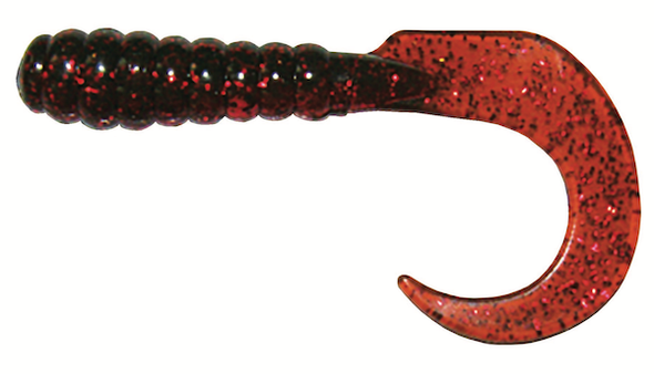 GSM Fishing BB 2-inch Curl Tail Grub Motor Oil Fire - 10 Pack