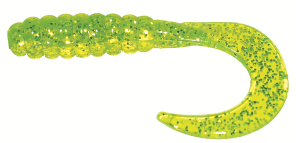 GSM Fishing BB 2-Inch Curl Tail Grub Chart Shine — 10 Pack