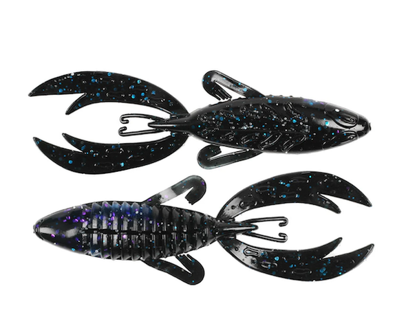 GSM Fishing Rojas Fight Frog 4-Inch Black Blue Flake Sapphite LAM 7-Pack (Part No. BBB-4RFF-09)