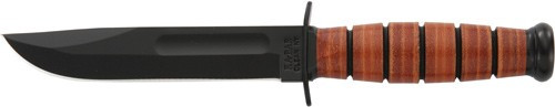 Ka-Bar Fighting and Utility Knife with Carbon Steel Blade and Leather Handle, USMC Marked Sheath – Part Number 1250
