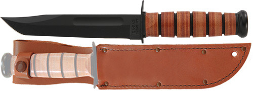 Ka-Bar Single Mark 7-Inch Stainless Steel Blade Knife with Leather Handle and Sheath