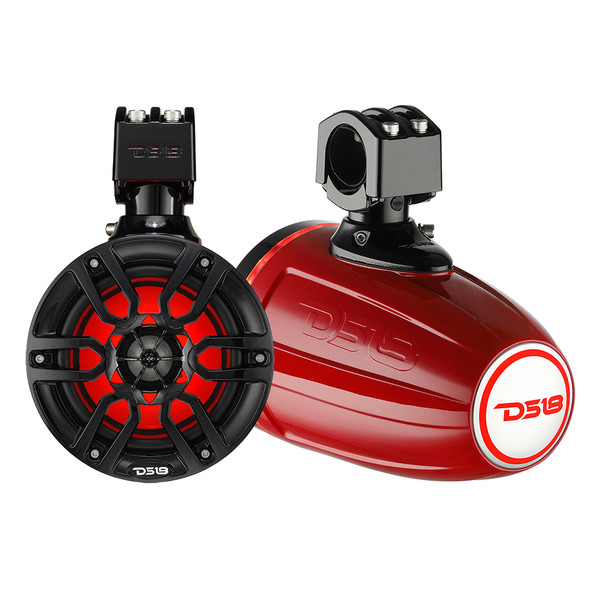 DS18 X Series HYDRO 6.5-inch Wakeboard Pod Tower Speakers with RGB LED Light - 300W - Red