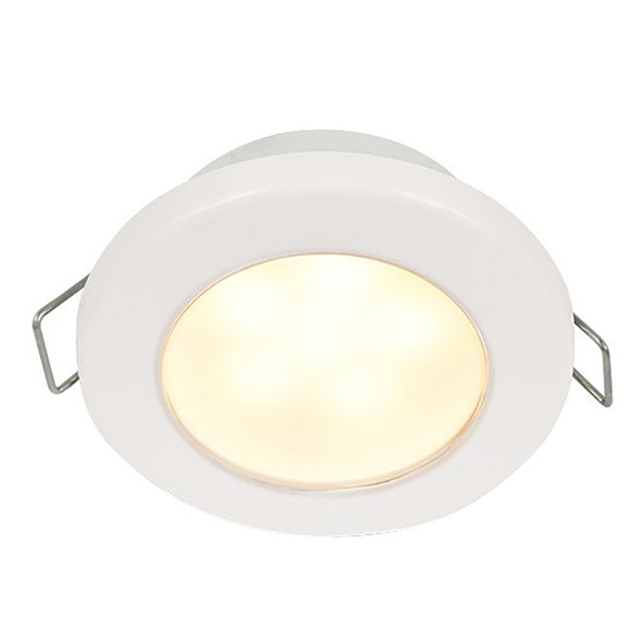 Hella Marine EuroLED 75 3-Inch Round Spring Mount Down Light - Warm White LED, White Plastic Rim, 12V