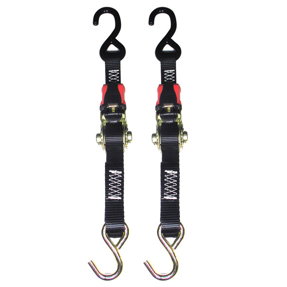 Rod Saver Rubber Ratchet Tie-Down Pair 1 inch x 3 feet for Secure Boat Transport