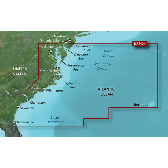 Garmin BlueChart g3 Vision HD VUS512L - Mid-Atlantic Coastal Navigation Chart for MicroSD/SD