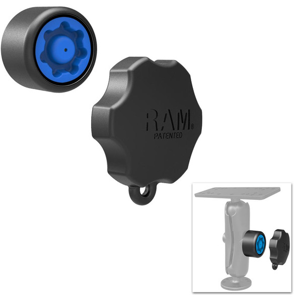 RAM Mounts RAP-S-KNOB3U Mixed Combination Pin-Lock Security and Key Knob for 1-Inch Diameter B Size Arms