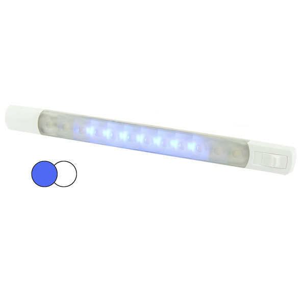 Hella Marine Surface Strip Light with Switch - White and Blue LEDs - 12V