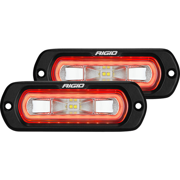 RIGID Industries SR-L Series Flush Mount Spreader Light with Red Halo - Black Housing