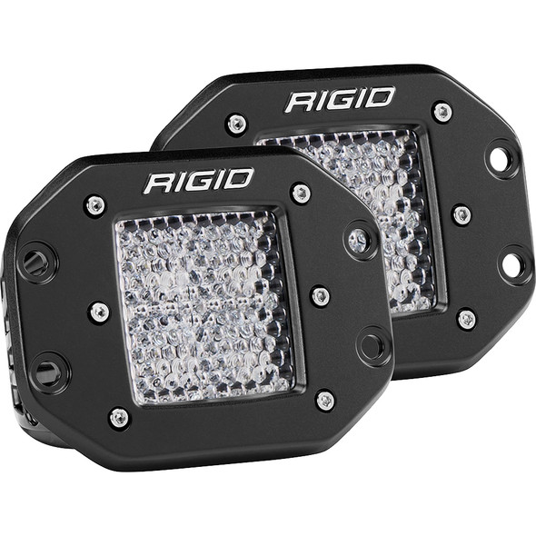 RIGID Industries D-Series PRO Flush Mount Diffused Pair - Black