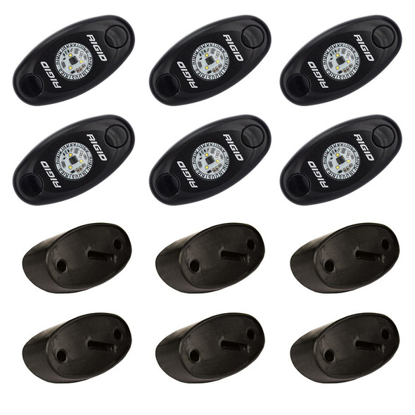 RIGID Industries A-Series Rock Light Kit - 6 Amber LED Lights for Off-Road Vehicles