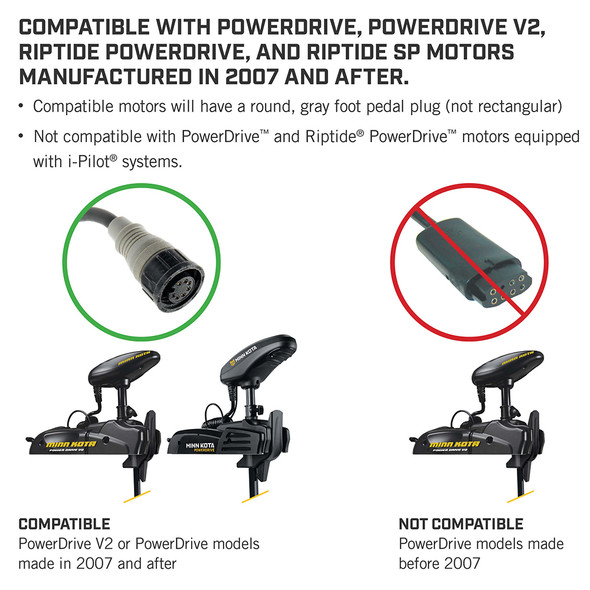 Minn Kota PowerDrive Foot Pedal with ACC Corded Control for Riptide and PowerDrive Trolling Motors