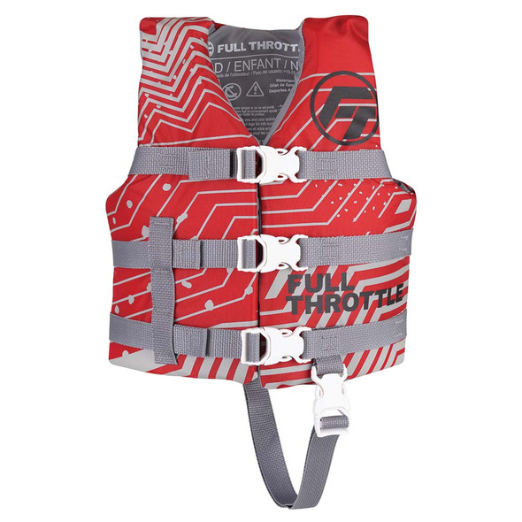 Full Throttle Child Nylon Life Jacket - Red, Adjustable Fit for Kids 33-55 lbs