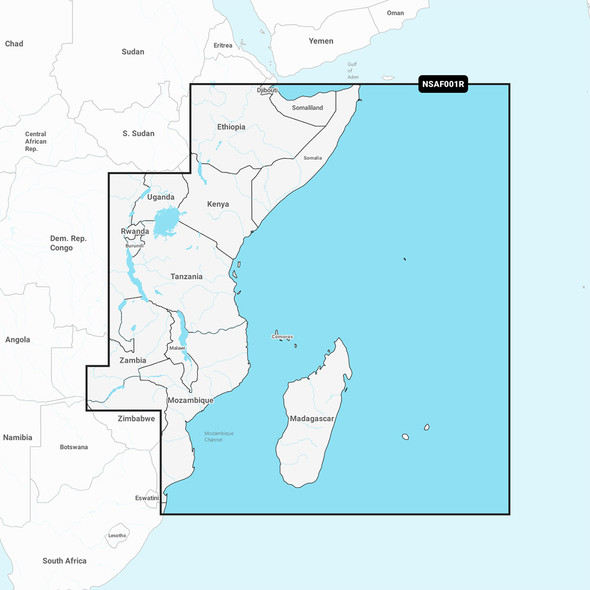 Garmin Navionics+ NSAF001R Africa East Marine Chart - Coastal Navigation and Fishing Map