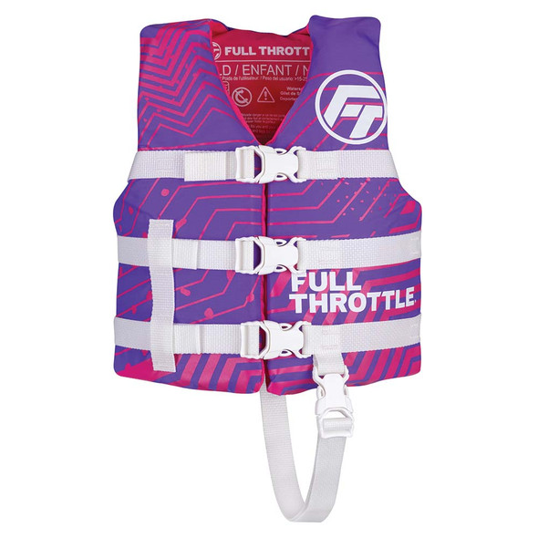 Full Throttle Child Nylon Life Jacket - Purple, Adjustable Fit for Kids 33-55 lbs