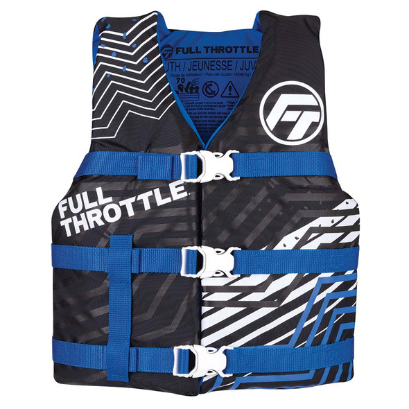 Full Throttle Youth Nylon Life Jacket - Blue/Black, Model 112200-500-002-22