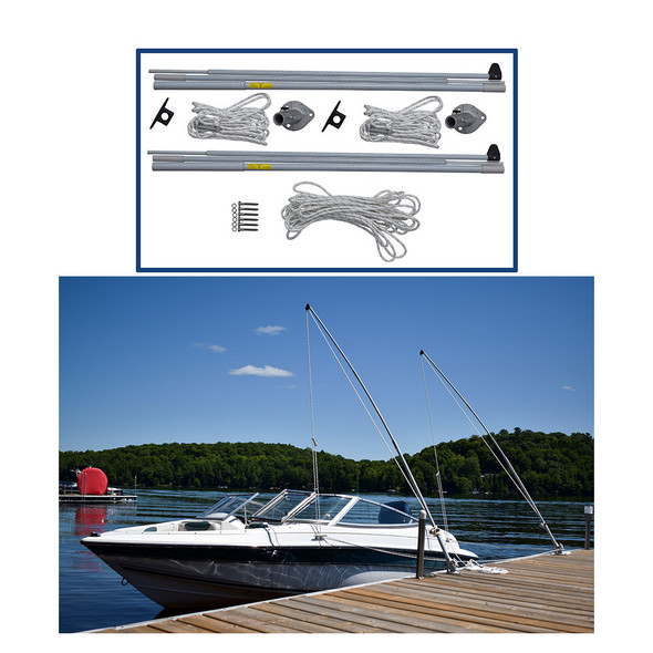 Dock Edge Supreme EZ-Stow Mooring Whips - 10 ft, 4,000 lbs Capacity, Up to 21 ft Boat Protection