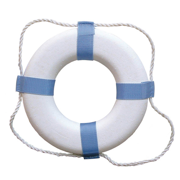 Taylor Made 20-inch Decorative Ring Buoy - White and Blue for Pools and Spas