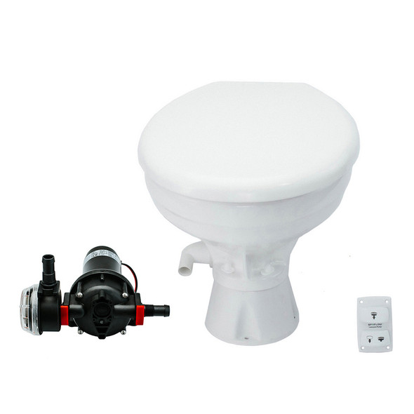 Johnson Pump AquaT Silent Electric Marine Toilet with 24V Pump - Comfortable and Reliable Marine Head