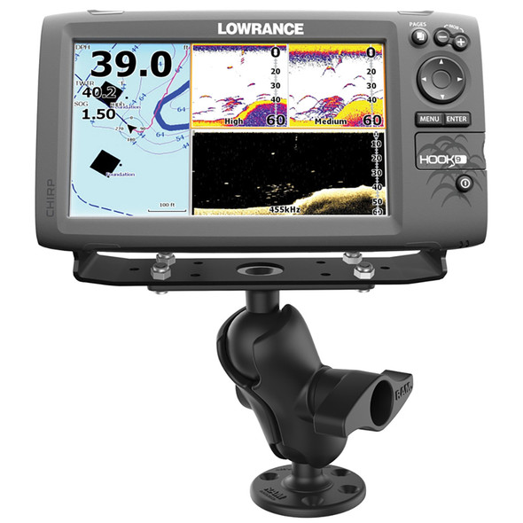 RAM Mounting Systems Ram Mount Universal D Size Ball Mount with Short Arm for 9-12 Inch Fishfinders and Chartplotters