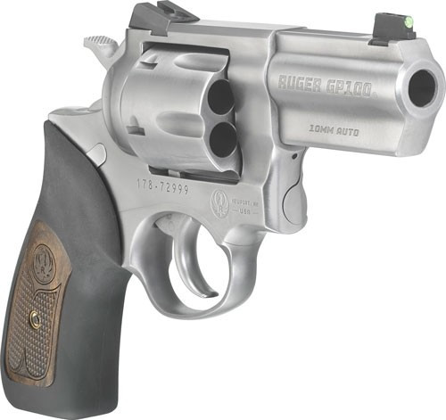 Ruger GP100 10mm Auto Revolver with 3-Inch Stainless Barrel and Fiber Optic Sight