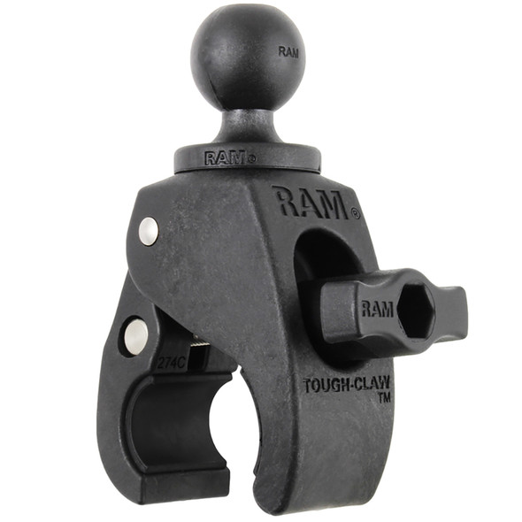RAM Mounting Systems Small Tough-Claw with 1-Inch Rubber Ball - Versatile Clamp for Round and Square Bars