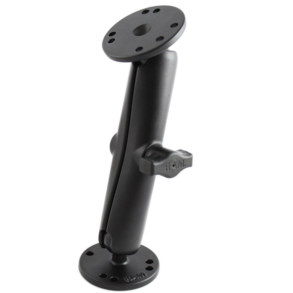 RAM Mounting Systems 1-Inch Diameter Ball Mount with Long Double Socket Arm and Round Bases - Model RAM-B-101U-C