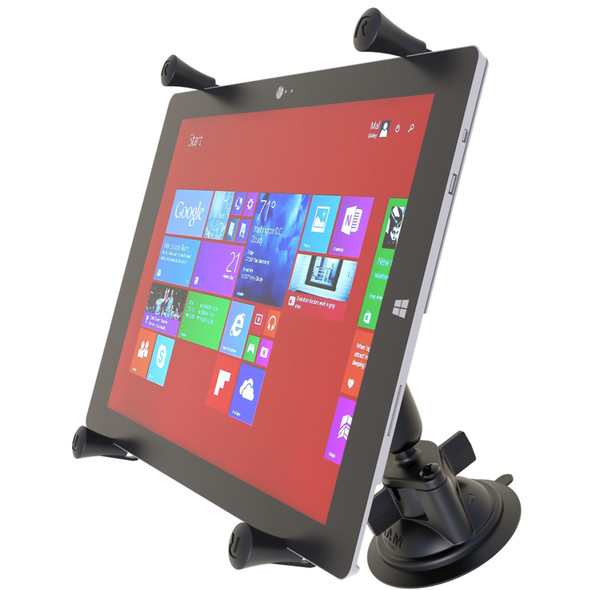 RAM Mounting Systems Twist-Lock Suction Cup Mount with Universal X-Grip Cradle for 12-Inch Large Tablets