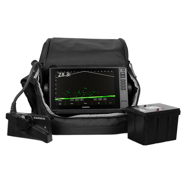 Garmin ECHOMAP UHD2 93SV LiveScope Plus Ice Fishing Bundle LI with 9-Inch Combo and Lithium Battery
