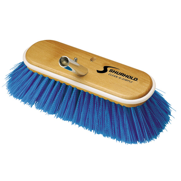 Shurhold 10-inch Extra-Soft Deck Brush with Blue Nylon Bristles for Delicate Surfaces