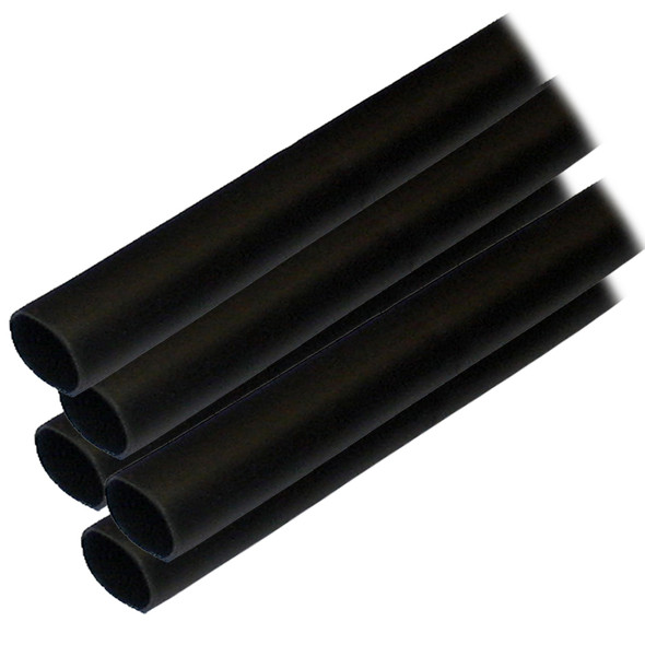 Ancor 305124 Adhesive Lined Heat Shrink Tubing, 1/2 inch x 12 inches, Black, 5-Pack