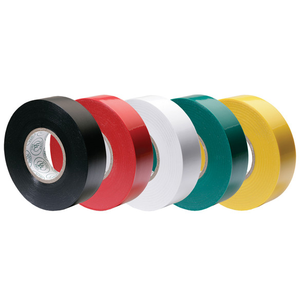Ancor Premium Assorted Electrical Tape - 1/2 inch x 20 feet, Black, Red, White, Green, Yellow