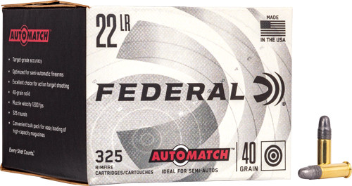 Federal Automatch 22LR 40 Grain Lead Solid Rifle Ammunition * 10 Boxes of 325 Rounds