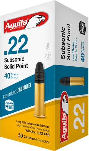 Aguila Subsonic .22 LR 40 Grain Lead Solid Ammunition - 50 Rounds