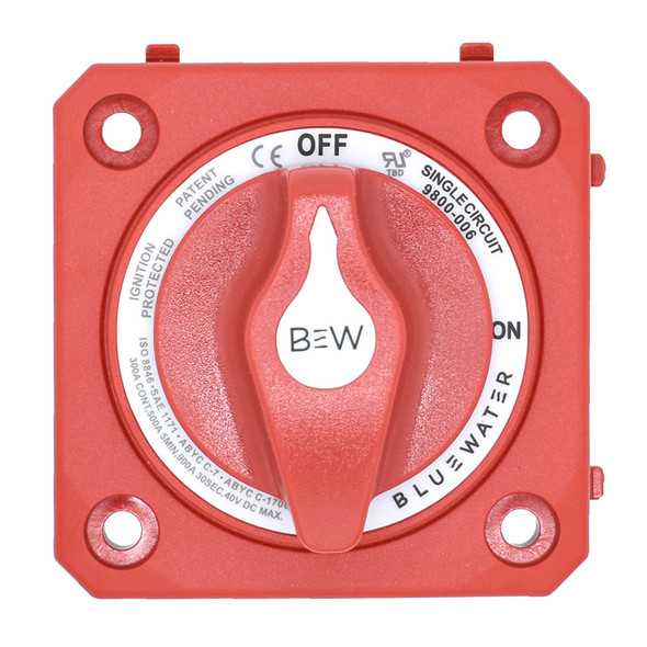 Bluewater Panel Mount On/Off Battery Switch - Red, Part Number 9800-006-10
