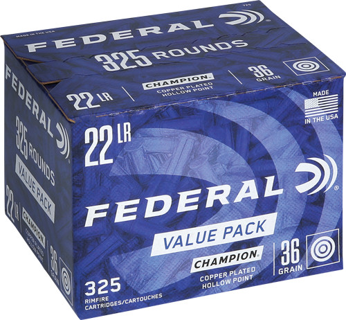 Federal 22LR 36 Grain Hollow Point Ammunition - 1260 FPS, 325 Rounds per Box