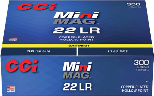 CCI Mini-Mag .22 LR 36 Grain Copper Plated Hollow Point Ammunition