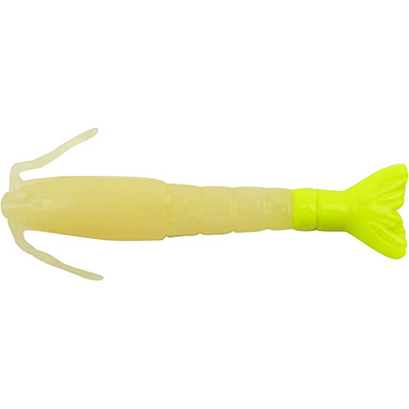 Berkley Gulp! Saltwater Shrimp - 4 Inch Glow/Chartreuse for Inshore & Saltwater Fishing