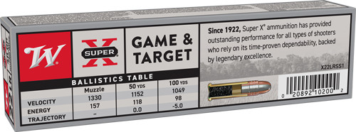 Winchester Ammunition Super-X .22 Long Rifle 40 Grain Lead Solid Ammo