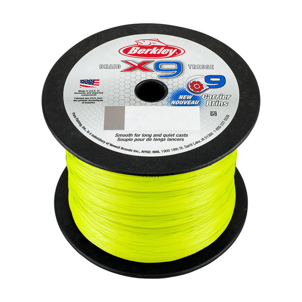 Berkley x9 Flame Green Braid Fishing Line - 100 lb Test, 2188 Yards - Part Number 1486880