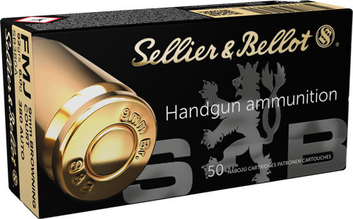 Sellier & Bellot S&B 380 ACP 92GR FMJ-RN Ammunition - Full Metal Jacketed .380 Auto, 92 Grains, 50 Rounds per Box